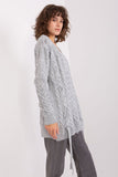 Elegant Women's Sweater with Plaid Texture & Decorative Ties