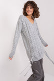 Elegant Women's Sweater with Plaid Texture & Decorative Ties