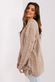 Elegant Women's Sweater with Plaid Texture and Decorative Ties