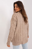 Elegant Women's Sweater with Plaid Texture and Decorative Ties