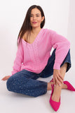 Elegant Textured Women's V-Neck Long Sleeve Sweater