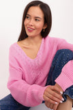 Elegant Textured Women's V-Neck Long Sleeve Sweater