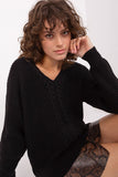 Elegant Textured Women's V-Neck Long Sleeve Sweater
