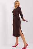 Elegant Long Sleeve Dress with Heart Neckline and Slit