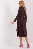 Elegant Long Sleeve Dress with Heart Neckline and Slit
