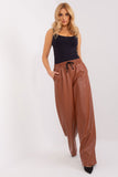 High-Waisted Eco-Leather Insulated Long Pants