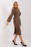 Elegant Long Sleeve Straight Cut Dress with Belt