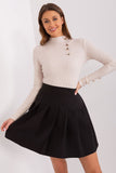 Flared Cut Skirt with Decorative Pleating and Zipper