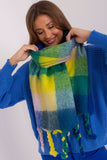 Colorful Long Plaid Scarf with Tassels for Fall & Winter