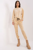 Elegant Velour Knit Sweatshirt and Tapered Pants Set