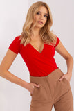 Fitted Blouse with Short Sleeves and Envelope Neckline