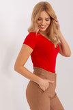 Fitted Blouse with Short Sleeves and Envelope Neckline