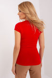 Fitted Blouse with Short Sleeves and Envelope Neckline