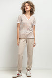 Elegant Slim-Fit Blouse with Feminine V Neckline