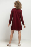 Trapezoidal Cut Knitted Dress with Stand-Up Neckline
