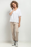 Elegant V-Neck Loose Blouse with Decorative Pleat