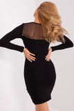 Elegant Ribbed Pencil Dress with Pleated Neckline