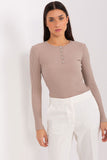 Elegant Striped Blouse with Button Detail and Zircons