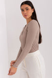 Elegant Striped Blouse with Button Detail and Zircons