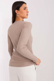 Elegant Striped Blouse with Button Detail and Zircons