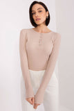 Elegant Striped Blouse with Button Fastening and Zircons