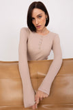 Elegant Striped Blouse with Button Fastening and Zircons
