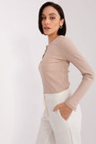 Elegant Striped Blouse with Button Fastening and Zircons