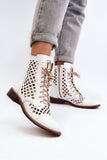 Chic Openwork Women's Leather Boots with Comfort Features