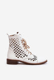 Chic Openwork Women's Leather Boots with Comfort Features