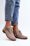 Stylish Suede Women's Boots with Openwork Design and Lacing