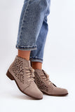 Stylish Suede Leather Women's Ankle Boots with Zipper and Laces