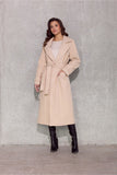 Elegant Insulated Midi Coat with Waist Tie and Pockets