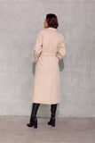 Elegant Insulated Midi Coat with Waist Tie and Pockets