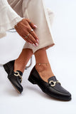 Elegant Women's Leather Moccasins with Gold Accents