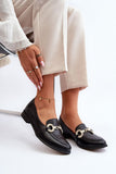 Elegant Women's Leather Moccasins with Gold Accents