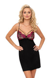 Alluring Black Mesh Candy II Chemise with Embroidered Accents