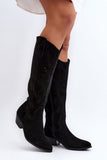 Chic Openwork Knee Boots in Genuine Leather - Stylish Comfort