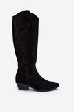 Chic Openwork Knee Boots in Genuine Leather - Stylish Comfort