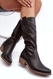 Elegant Openwork Women's Leather Boots with Zipper Closure