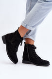 Eco-Suede Women's Floral Boots with Side Zipper & Lacing