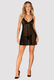Elegant Black Lace Babydoll with Thong Set