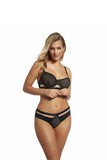 Delicate Mesh Bra with Bow - Beige & Black Elegance