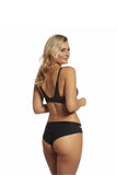 Delicate Mesh Bra with Bow - Beige & Black Elegance