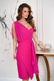 Elegant Strapless Dress with Sash and Front Slit