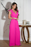 Elegant Airy Jumpsuit with Adjustable Neckline and Wide Legs