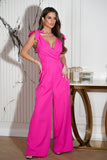 Elegant Airy Jumpsuit with Adjustable Neckline and Wide Legs