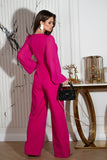 Elegant Long Sleeve Wide Leg Jumpsuit with Button Details