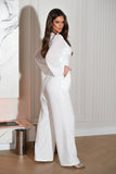 Elegant Long Sleeve Wide Leg Jumpsuit with Button Details