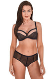 Sensational Soft Bra with Mesh Detail in Black and Beige