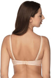 Elegant Lace Push-Up Bra in Beige with Mesh Detail